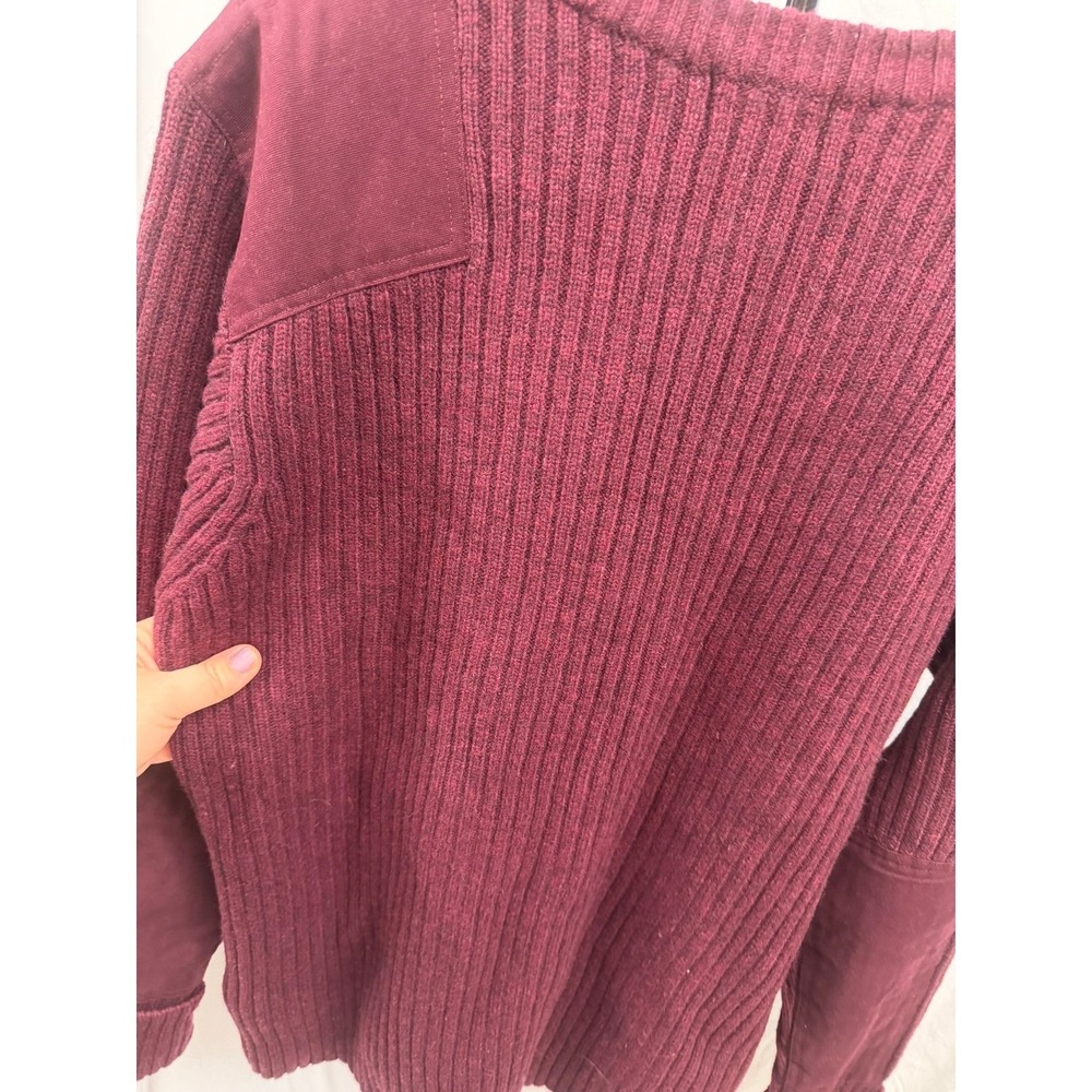 LL Bean Vintage Men's XXL 100% Merino Wool Burgundy Ribbed Knit Crewneck Sweater - Picture 7 of 7
